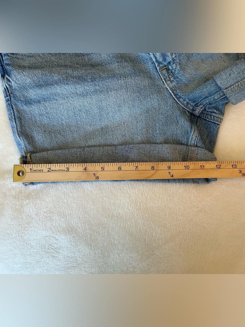 Free Assembly Denim Shorts Sz 12 Organic Cotton Stretch Jean Shorts Light Wash - Picture 12 of 13
